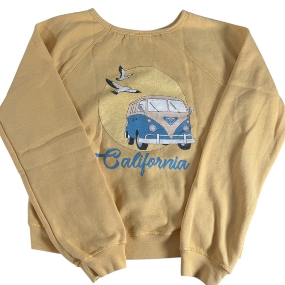 Roxy Womens Yellow California Graphic Sweatshirt Raglan Long Sleeve Size M - Picture 5 of 7